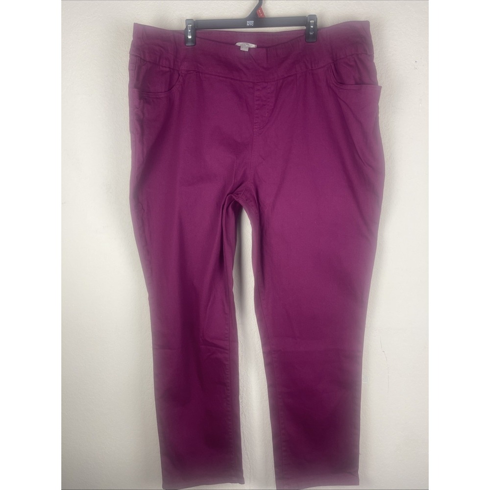 Woman Within Maroon Straight Leg Stretch Denim Jeans Women's Size 26 W Tall